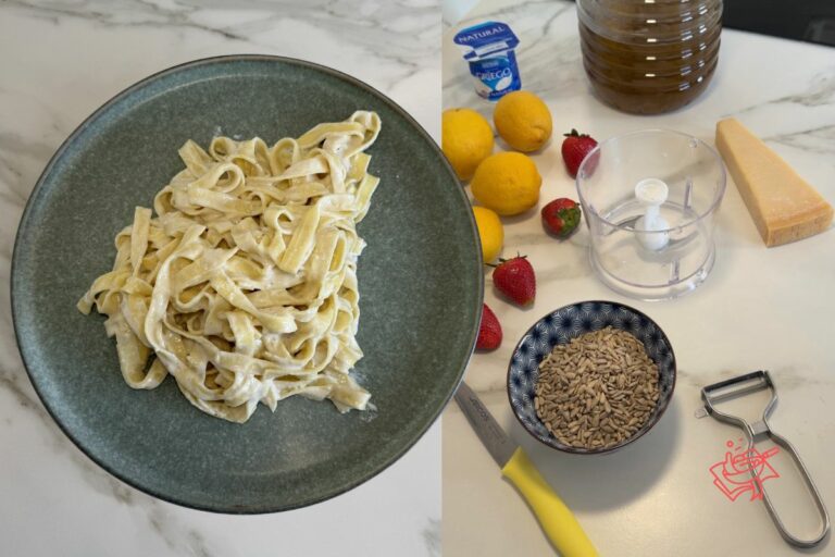 Pesto de limón con pipas y fresas