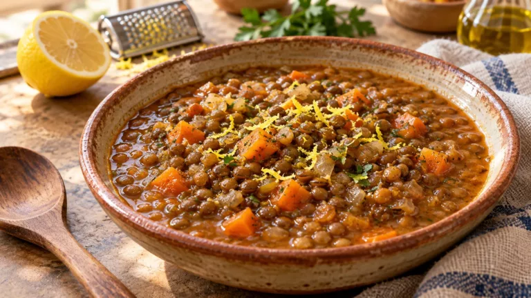 Lentejas con verduras y limón: espesitas y con cuerpo